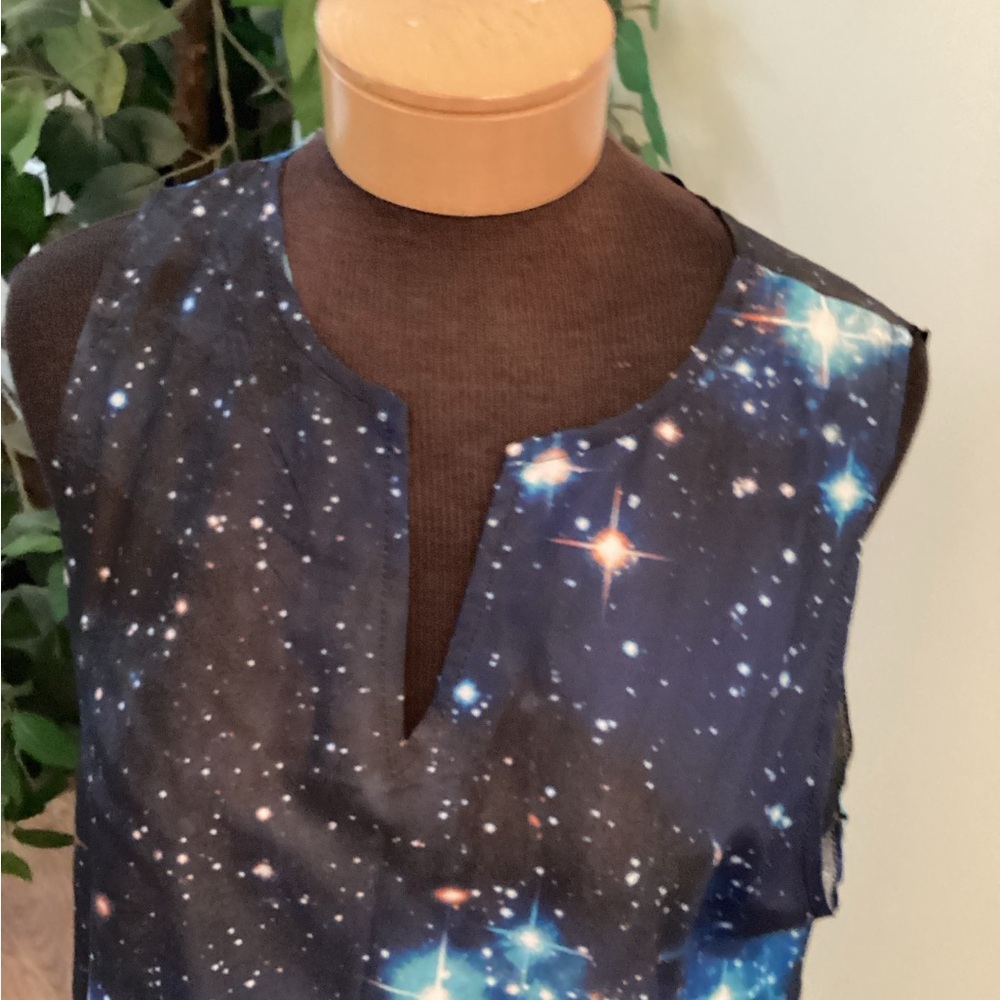 Unbranded maxi galaxy pattern sleeveless dress notched v neck Woman’s XXL - Picture 9 of 16